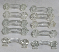 Clear Glass Curved Cabinet Dresser Drawer Handle Pulls 4″ wide lot of 10