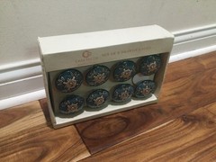 CASA DECOR 6 PC SET HANDMADE WHITE & BLUE DRAWER PULLS/KNOBS. MADE IN INDIA