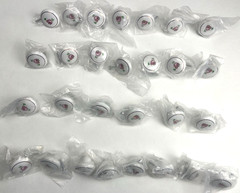 28pc White Ceramic Cabinet Knob Vintage Style Rose encircled w/Rose Gold Ring