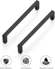 Matte Black Cabinet Pulls Slim Cabinet Handles, 5 Inch CC, 30 Pack | Slim Square