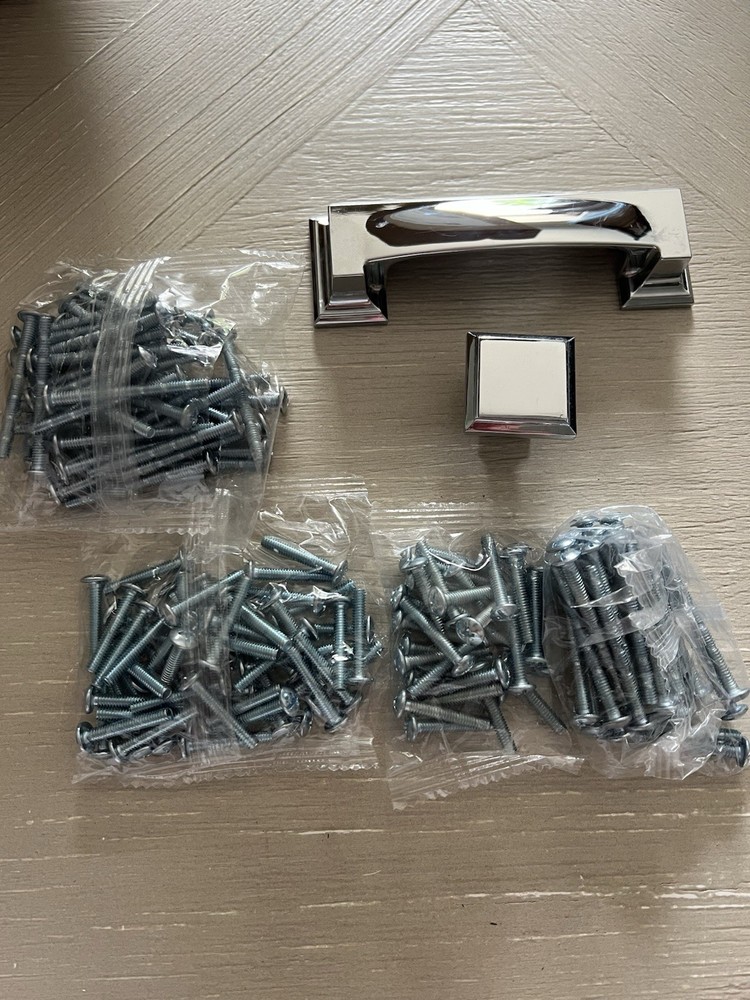 Atlas Homewares Chrome Cabinet Hardware Lot – 35 Knobs & 23 Cup Pulls