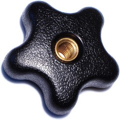 014973210830 Thru-Hole Star Knob 3/8-16 x 2-1/4 Inch Black 2 PCS Set