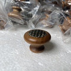 Set of 22 Redwood Cabinet Knobs with Brass Center – Rustic Vintage Style Pulls