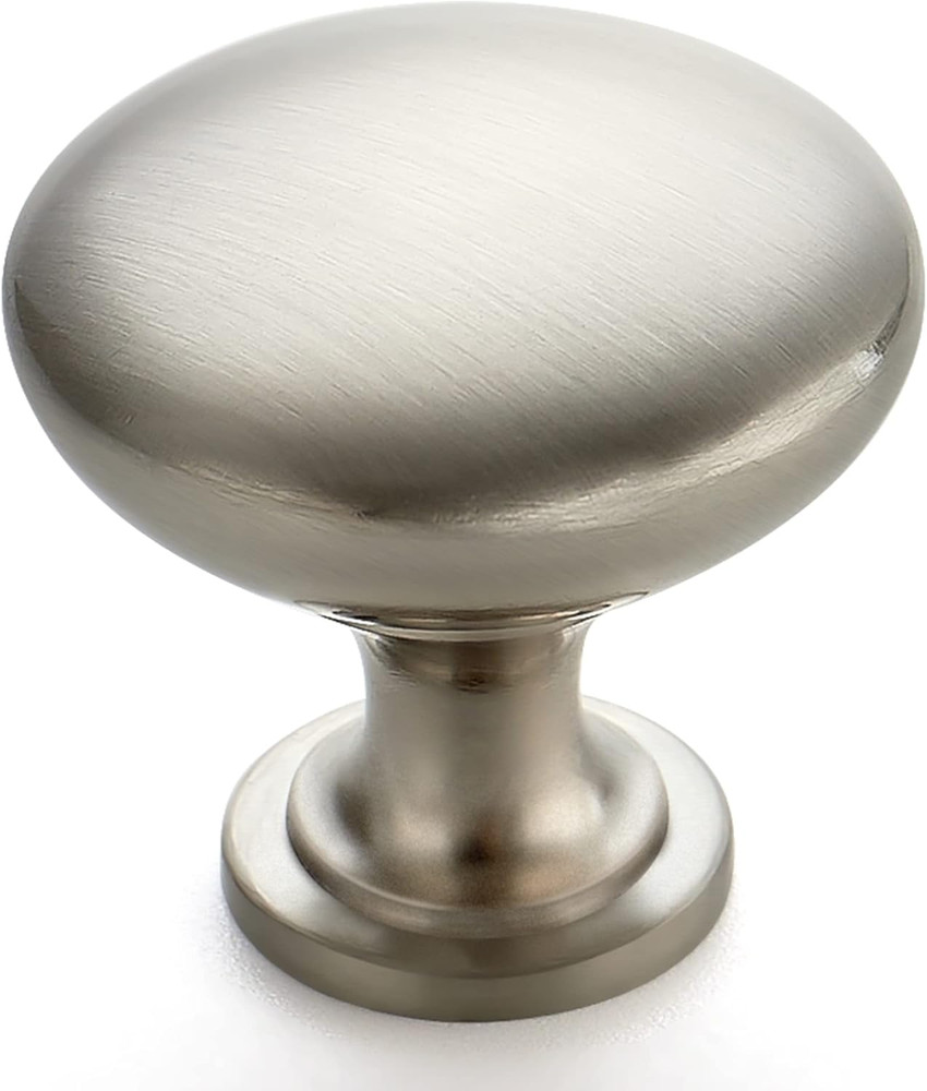 Brushed Nickel round Zinc Cabinet Knobs,1-1/6 Inch,30 Pack | Solid Zinc Alloy, S