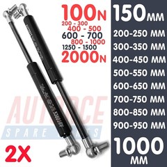 2X UNIVERSAL GAS STRUTS SPRINGS 200MM – 750MM MULTI PURPOSE 100(N) – 800(N)