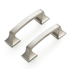 30 Pack Solid 3″ Square Foot Arch Pulls Kitchen Cabinet Handles Brushed Nicke…