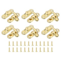 6Pcs Vintage Lock Clasp 37 x 42mm Mini Swing Arm Right Clasp Latch Gold