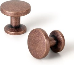 Set of 12 Sleek Cabinet Knobs with Cylindrical Stem – Vintage Antique Brass