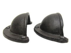 Lot of 2 Antique-style Cast Iron Rustic 3″ Cup Shaped Bin Pulls Handles Cupboard