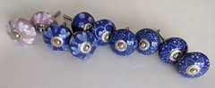 Lot of 10 Assorted Ceramic Knobs Blue Purple Pink Hearts Flowers Floral Variety