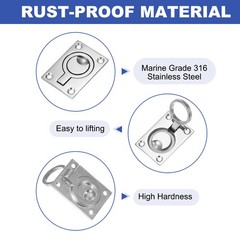 2-1/2″-1-3/4″ Flush Pull Ring Handles Recessed Door Pull with Screw Silver