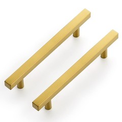 5 Pack Gold Cabinet Handles 41/2 Inch Brushed Brass Square Pulls 7 In