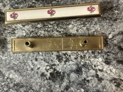 8 Floral Pink Rose Ceramic Drawer Pulls Vintage Cabinet Door Handles Brass