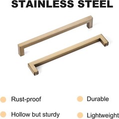 10 Pack Cabinet Handles – 8 Inch Champagne Bronze Square Drawer Pulls