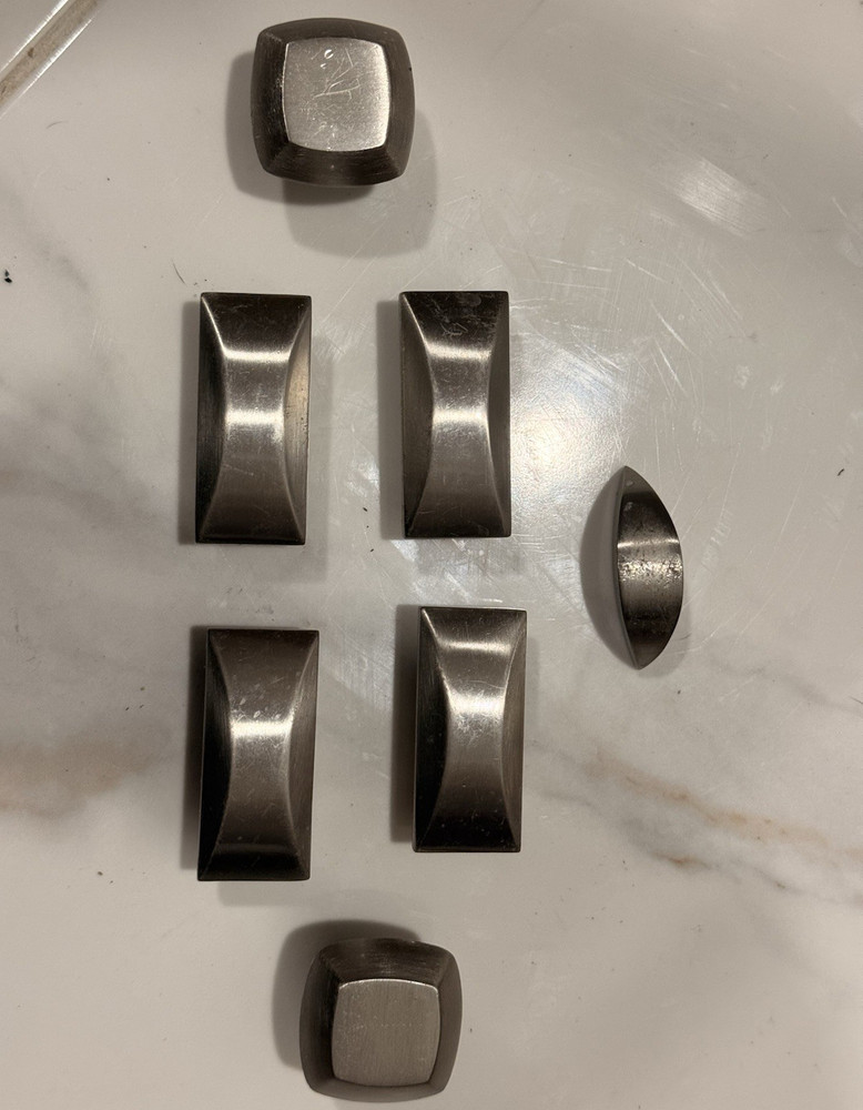 Modern Square Metal Cabinet Knobs, Brushed Silver Finish for Cabinets