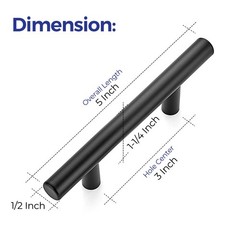 Ravinte 4~Pack Matte Black Cabinet Pulls 5 in, 3 in Hole Centers