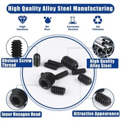 1000pcs Metric + SAE Set Screw Assortment Kit, Internal Hex Drive Cup-Point A…