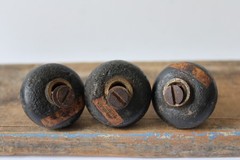 3 Antique Cast Iron Knobs Handles Industrial Salvage