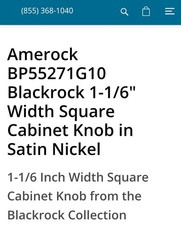 7 Amerock BP55271G10 Blackrock 1-1/6″ Width Square Cabinet Knob in Satin