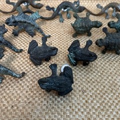 Lot of 13 Mexican Verdigris Metal Southwestern Drawer Pulls Frog Turtle Lizard