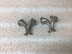Vintage lot of 2 Keeler Brass Co. Silver Colored Cabinet Drawer Pull Handles