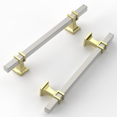 Brushed Nickel Cabinet Pulls 5 Inch 128mm Hole Centers Square T Bar 10 PCS