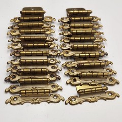 22 Lot Vintage Antique Gold Tone Cabinet Hinges Ornate Decorative Hardware 3″