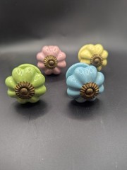 Vintage Ceramic Drawer Knobs Cabinet Pulls Shabby Cottage Retro Decor Hardware