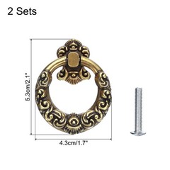 2 Set Vintage Ring Drawer Pulls for Dresser Drawer Bronze 2.1″