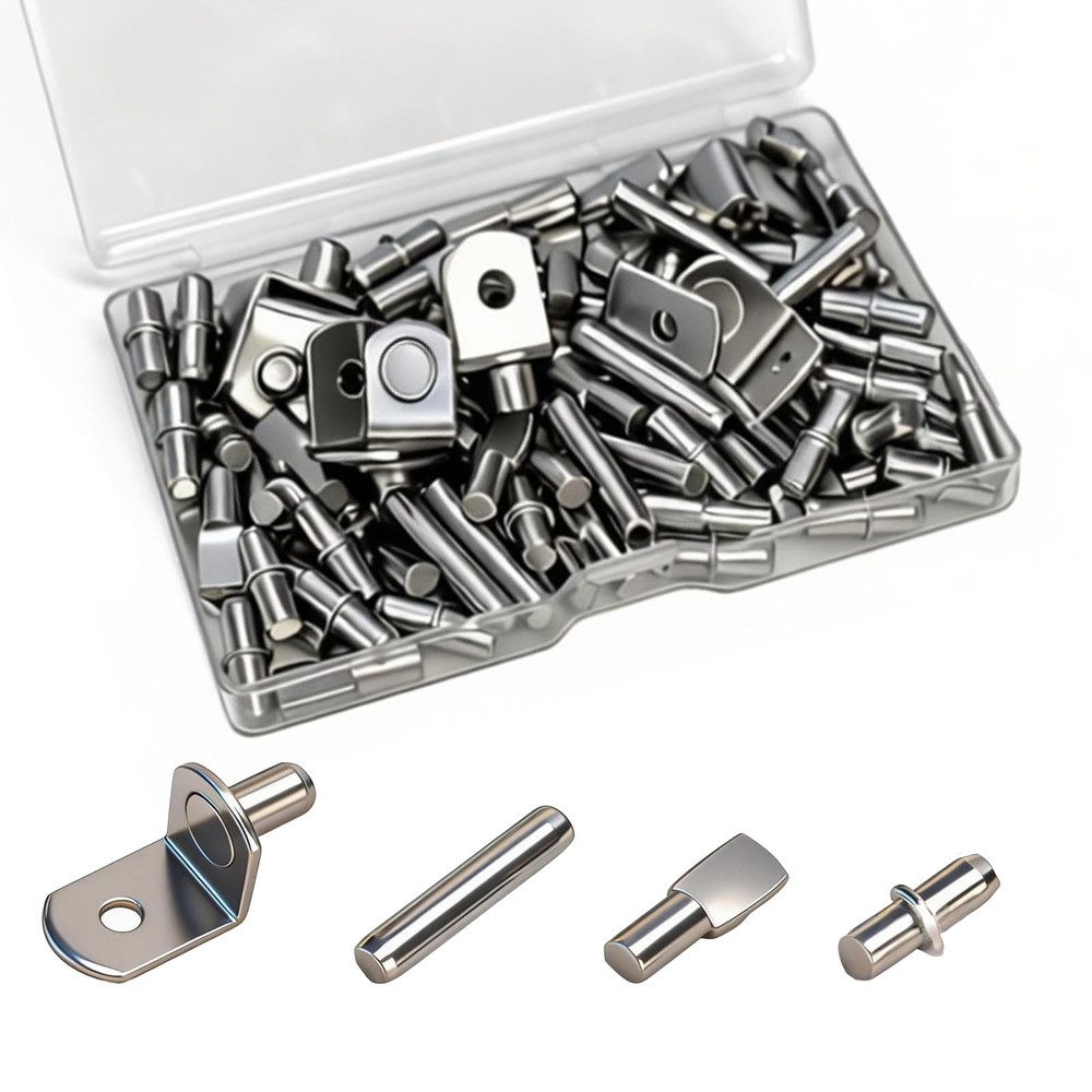 104PCS Shelf Pins Kitchen Cabinet, Premium 4 Styles Kitchen Cabinet Shelf Sup…