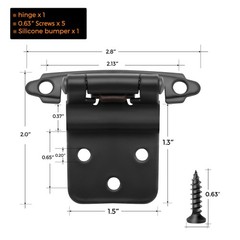 30 PCS 3/8 Inch Inset Cabinet Door Hinges Black SemiConcealed Face Mount