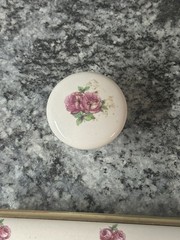 8 Floral Pink Rose Ceramic Drawer Pulls Vintage Cabinet Door Handles Brass