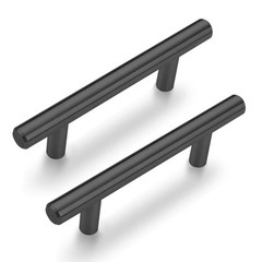 10 PCS Matte Black Round Bar Cabinet Pull 3″ CC EuroStyle TBar 5″ Long