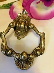 Vintage Salvage Brass Drawer Pull Lever Style 3.5” L Steampunk Made in Italy