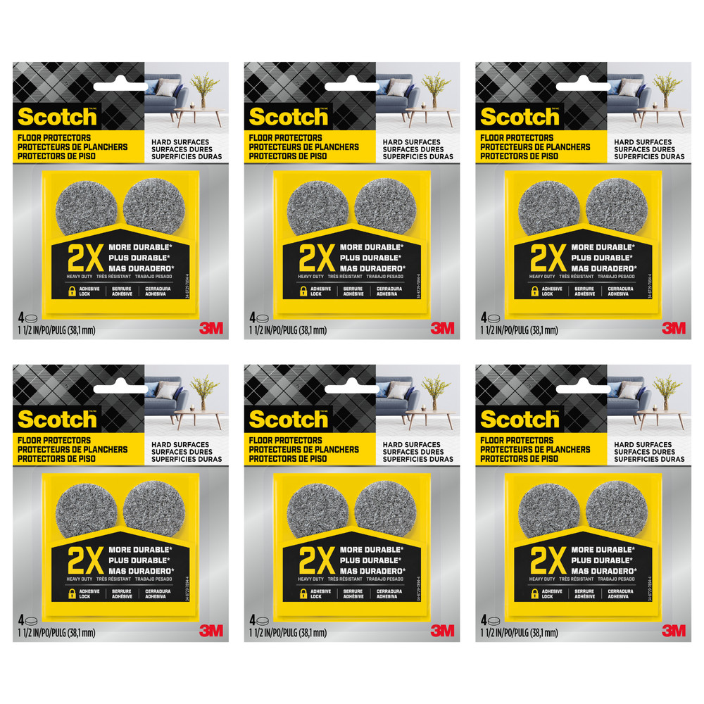 Scotch Felt Pads: 1-1/2 in. / (Grey) [24-pack] SP871-NA