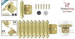 50 Pack Cabinet Hinges 1/2 Inch Overlay Brass Gold Self Closing Face Mount Steel