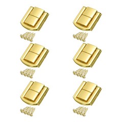 6pcs Toggle Catch Lock 1″ x 0.8″ Hasp Lock Latch Mini Hasp Clasp Bright Gold