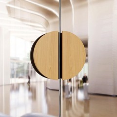 Solid Oak Wood Door Handle Pull 7.9-inch Diameter Half-Round, Natural Oak Fin…
