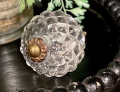 Clear Textured Glass Vintage Cabinet Knob kitchen bathroom pull w/ bronze facet