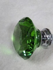 Dresser Drawer Cabinet Pull Knob Faceted Handle Glass Diamond Crystal Dark Green