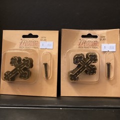 Iron Cross Gold Accent Knob Drawer Pull Door Cabinet Handles x2