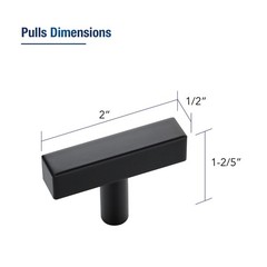 20 PCS 2 Single Hole Square Bar Pulls, Matte Black, Stainless Steel, Hardware