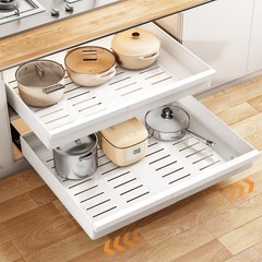 Wider Pull out Cabinet Organizer, Expandable(13.6″-24″) Heavy Duty Peel and S…