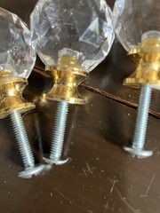 Set of 9 Acrylic Knobs Gold Accent Metal Screws Included