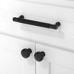10 Pack Matte Black Knurled 1.2 Inch Single Hole Round Cabinet Knobs Box