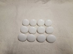 12 Porcelain Drawer/Cabinet Knobs – White – No screws – 1″ x 1.25″