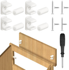 4 Pairs False Drawer Front Clips Cabinet Sink Tip-Out Repair Hardware White
