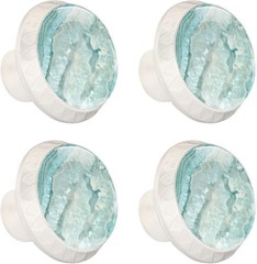 4 Pack Dresser Drawer Cabinet Knobs Teal Agate Texture Round Shape Cr…