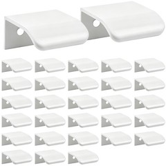 30 PCS Curved Edge Pull Handles 1.38 Inch White Finger Tab 0.63 Inch Hole Spc