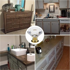 Elegant 6 Pack Gold Diamond Shaped Crystal Cabinet Knobs, 30mm Pull Handles
